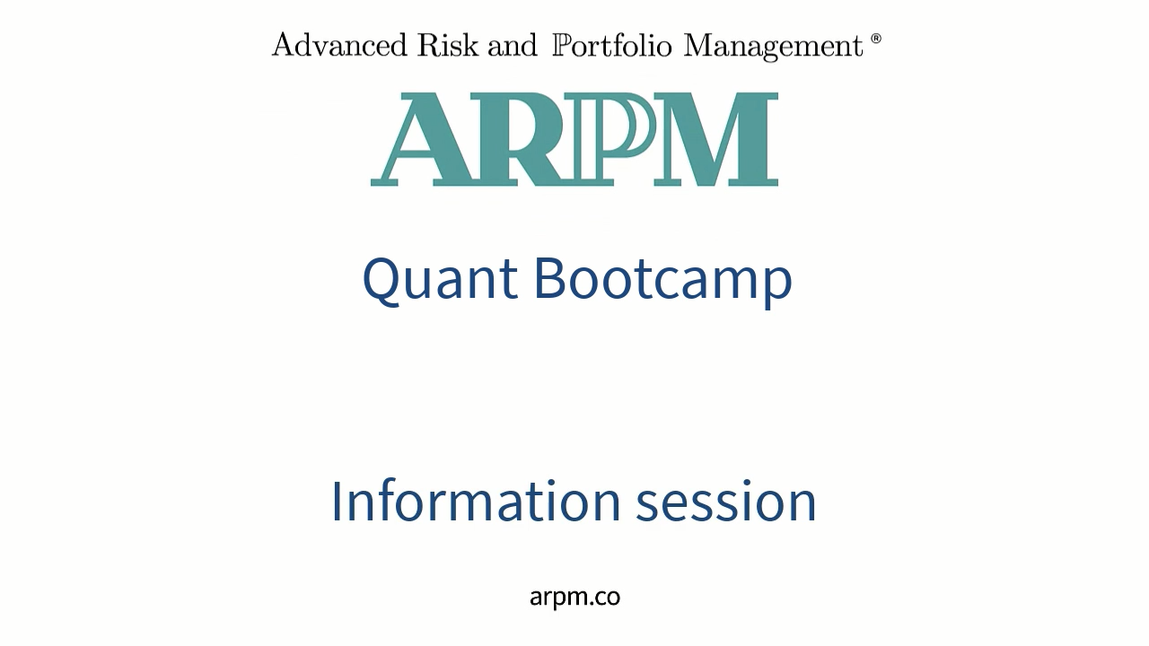 ARPM Quant Bootcamp: program presentation